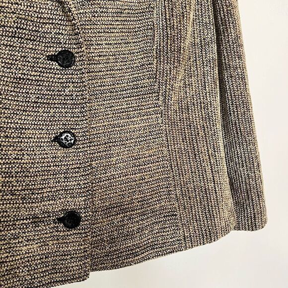 Fiber Artist Lynn Yarrington Jacket Large Handwoven Chenille Collared Tan Blazer - Picture 3 of 9